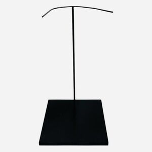 13" Black Metal T-Arm Mask Sculpture Figurine Doll Display Stand